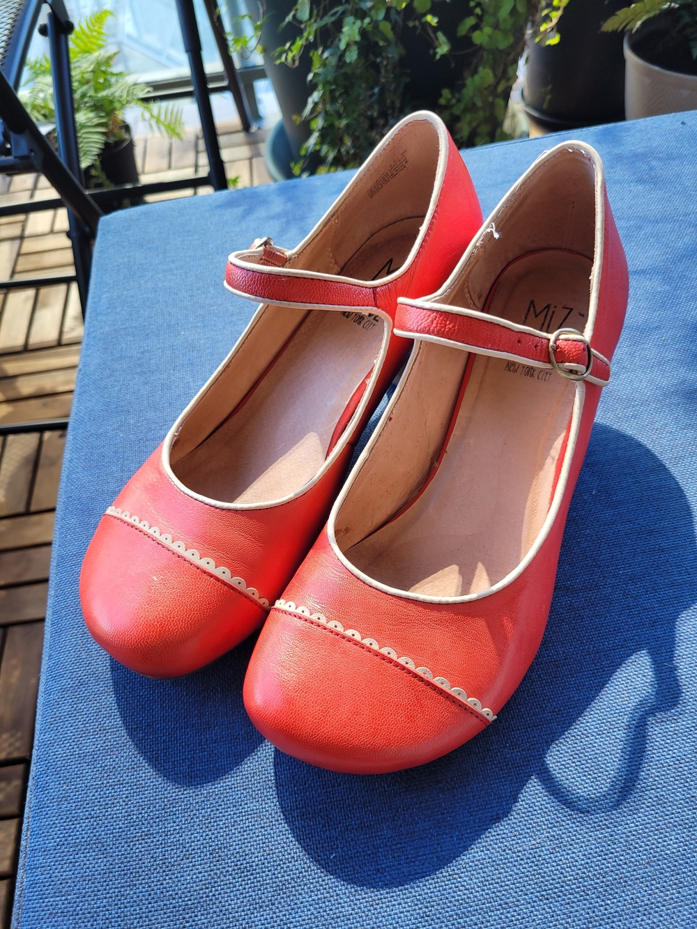 Miz Mooz 'Tiffany' Cherry Red Mary Jane Heels with Cream Trim (8.5)